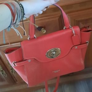 coach authentic red leather shoulder purse NWOT